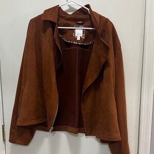 LC Lauren Conrad Rich Brown Faux Suede Jacket